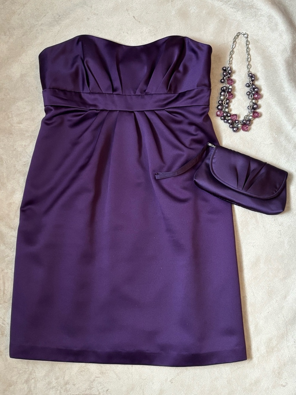 Alfred Angelo Strapless Deep Plum Satin Dress